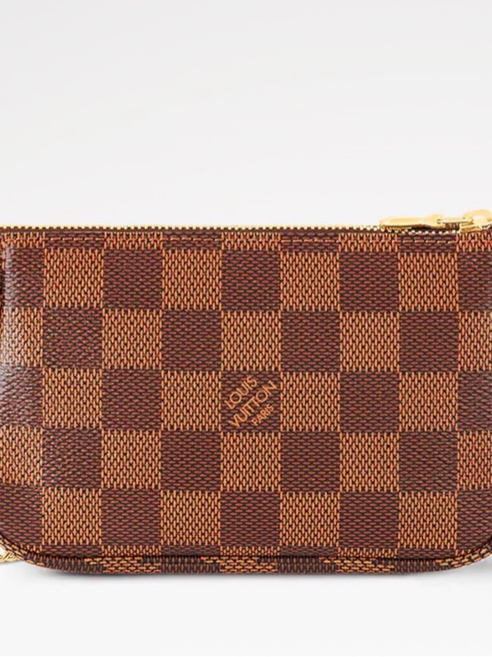 Louis Vuitton Damier Ebene Mini pochette   with Gold Chain